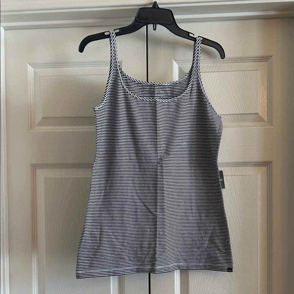 NWT: Eddie Bauer Sport Black/White and Pink/White Striped Tank Tops - Picture 2 of 10